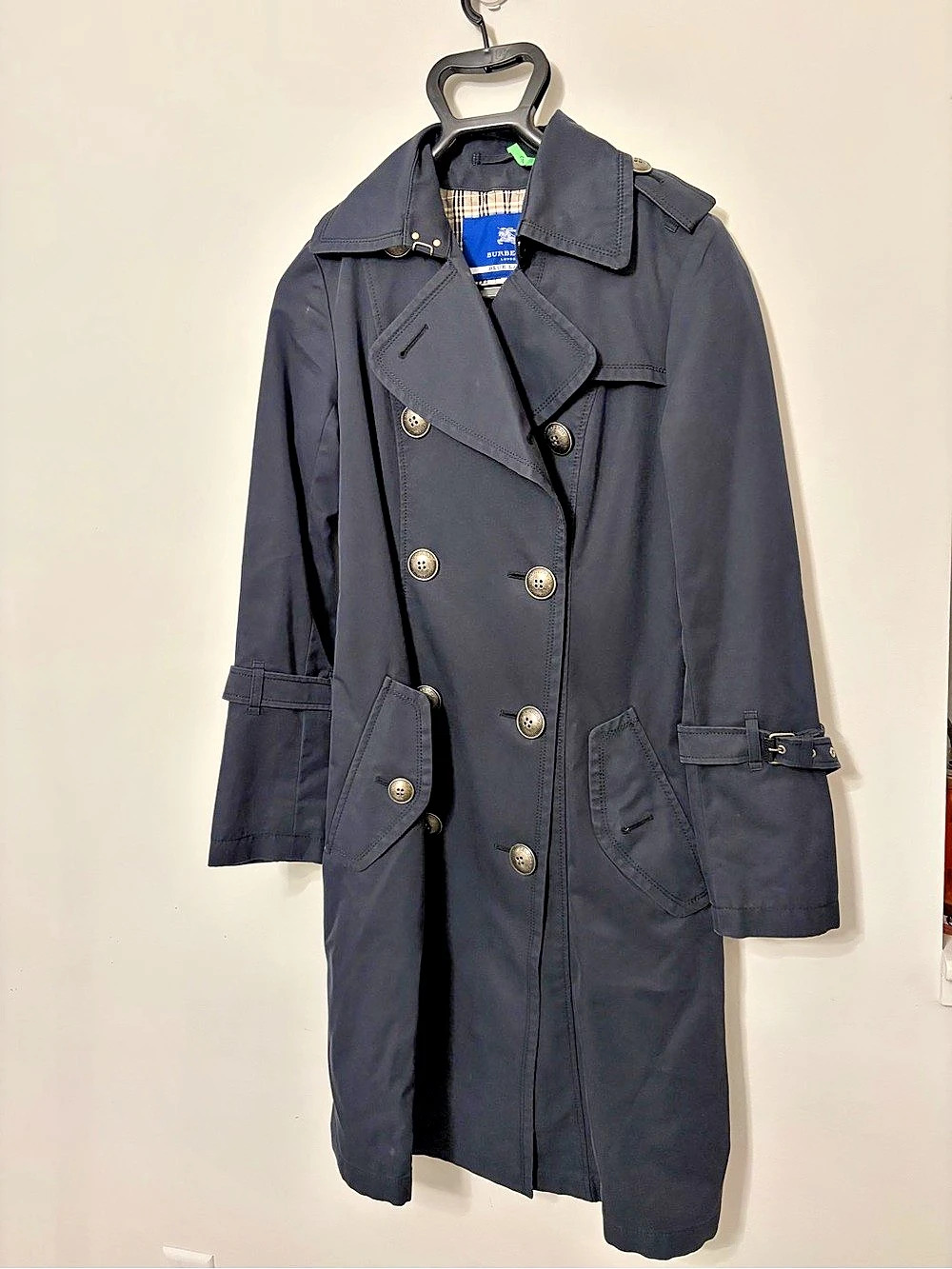 Burberry Blue Label Trench Coat Double-Breasted Black Like New